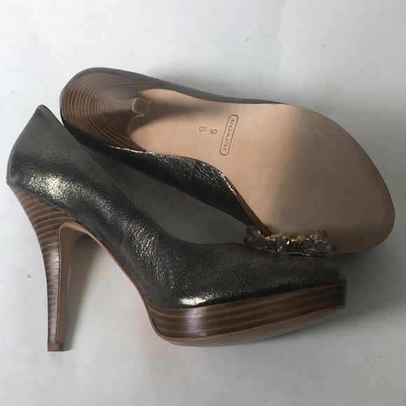 Coach Bergen Soft Crackled Gold Pump New - Picture 4 of 8